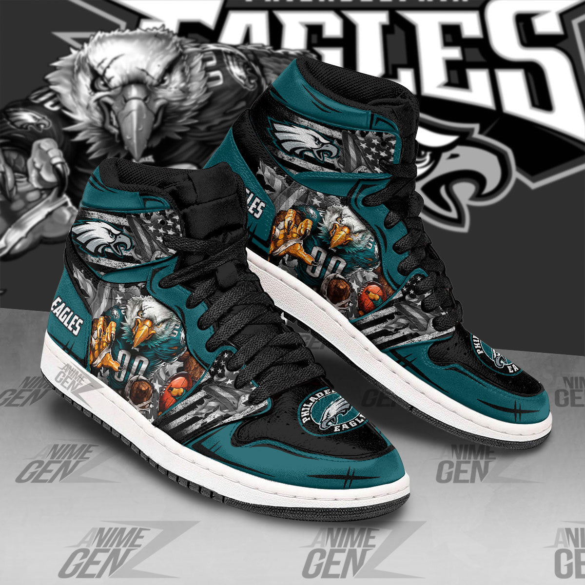 Philadelphia Eagles JD Sneakers NFL Custom Sports Shoes