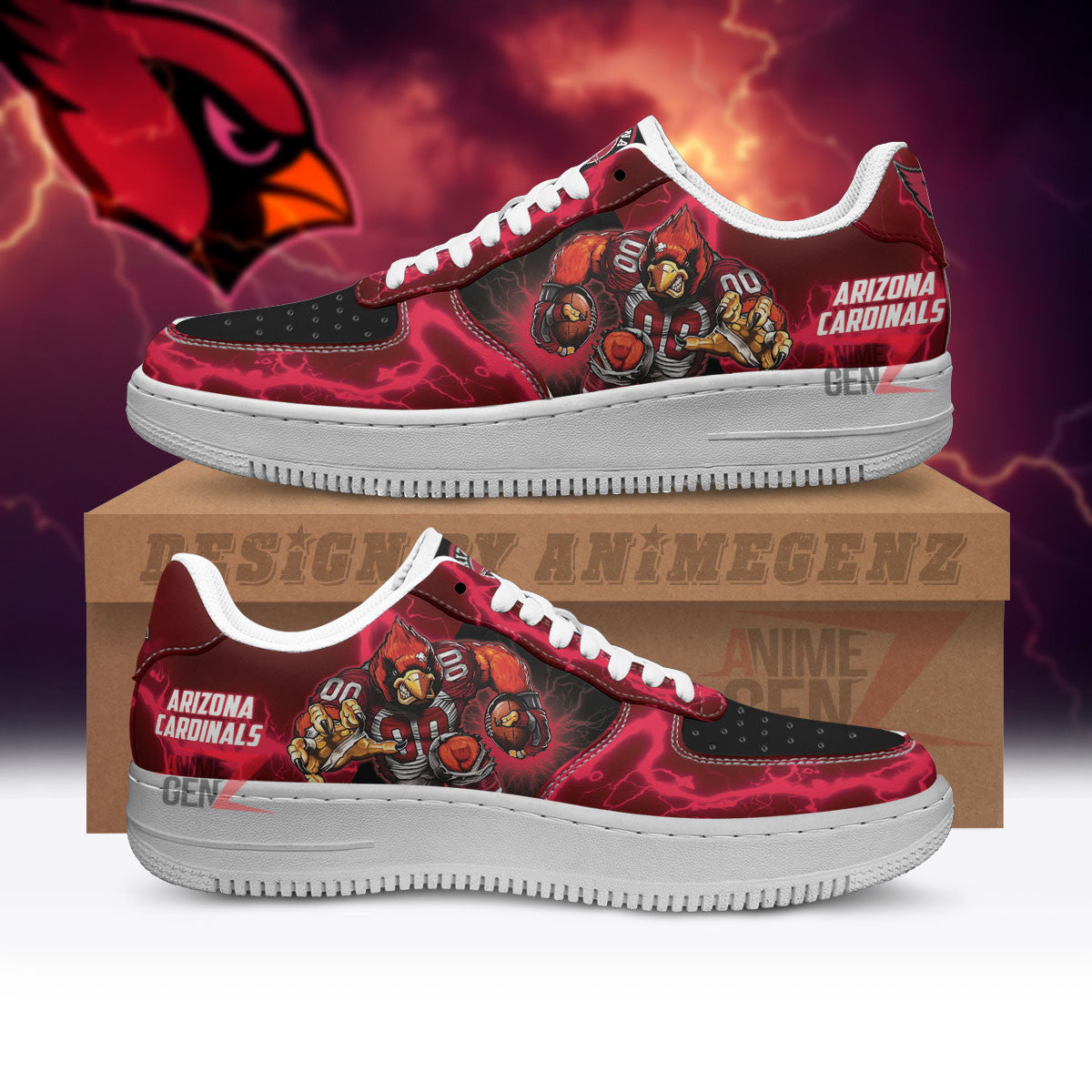 Arizona Cardinal Air Sneakers Mascot Thunder Style Custom NFL Sport Shoes