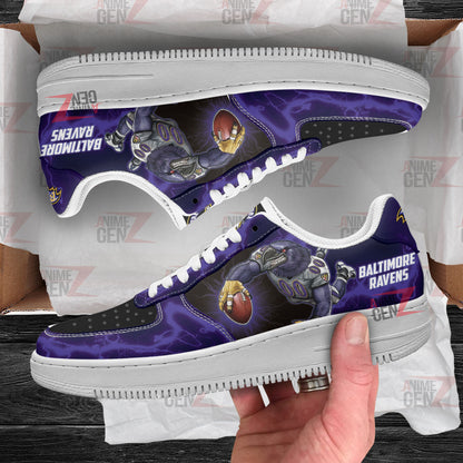 Baltimore Ravens Air Sneakers Mascot Thunder Style Custom NFL Sport Shoes