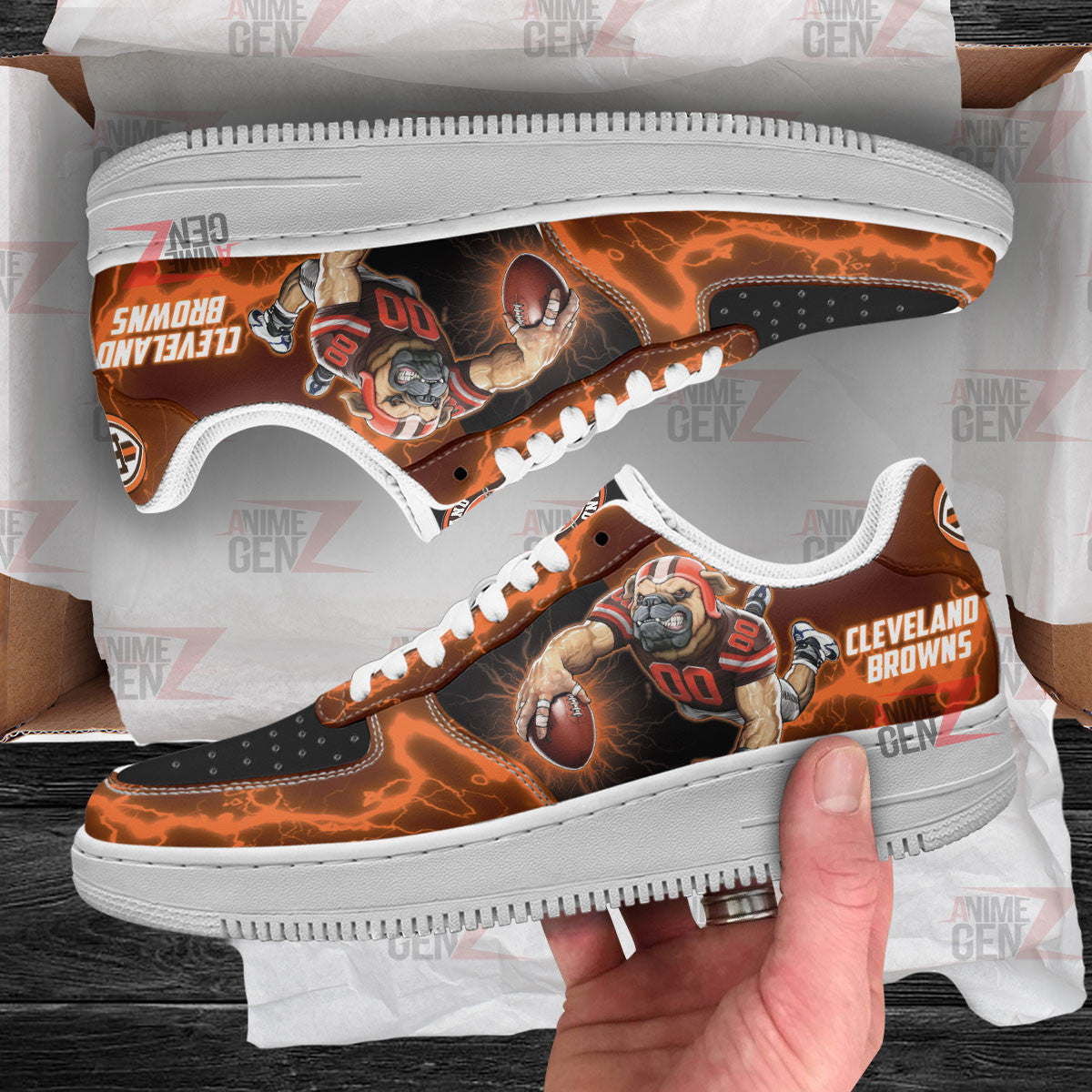 Cleveland Browns Air Sneakers Mascot Thunder Style Custom NFL Sport Shoes