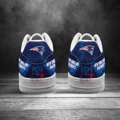 New England Patriots Air Sneakers Mascot Thunder Style Custom NFL Sport Shoes