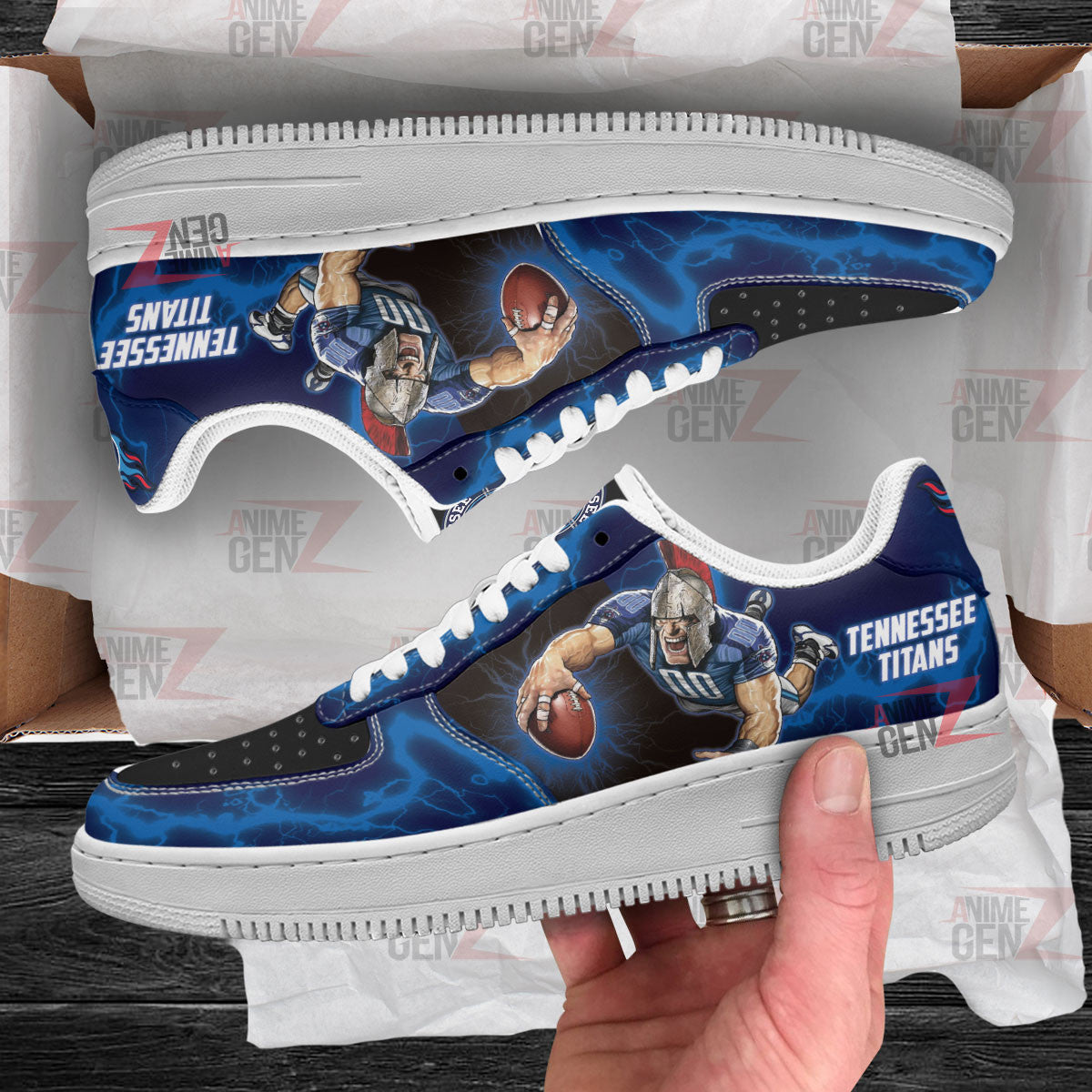 Tennessee Titans Air Sneakers Mascot Thunder Style Custom NFL Sport Shoes
