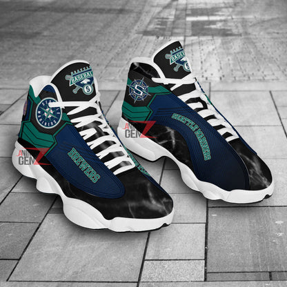 Seattle Mariners Air Jordan 13 Sneakers MLB Baseball Custom Sports Shoes