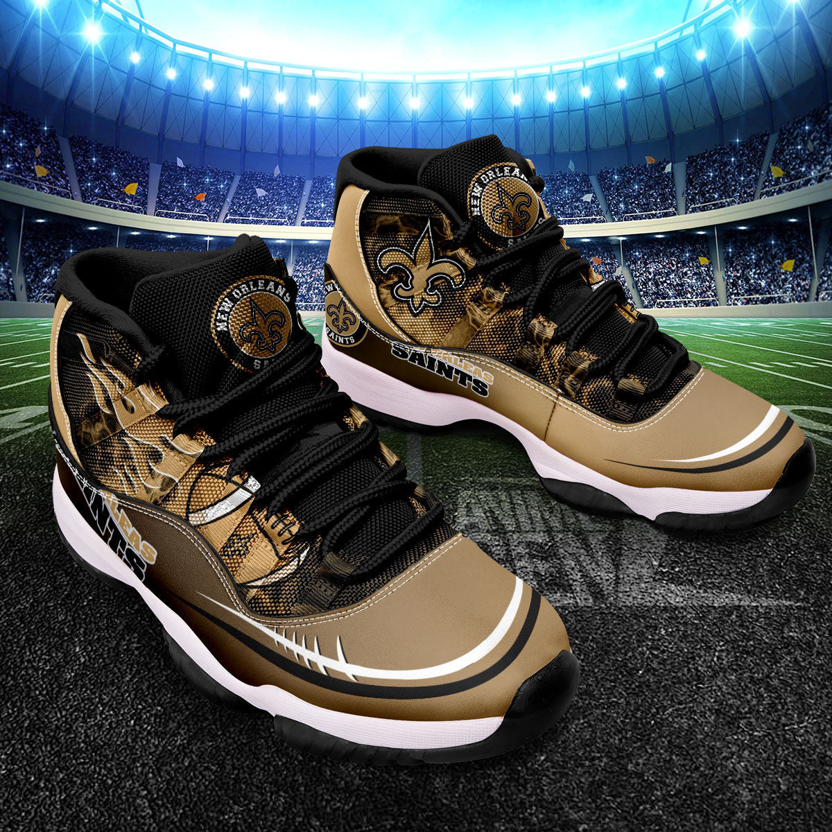 New Orleans Saints Air Jordan 11 Sneakers NFL Custom Sport Shoes