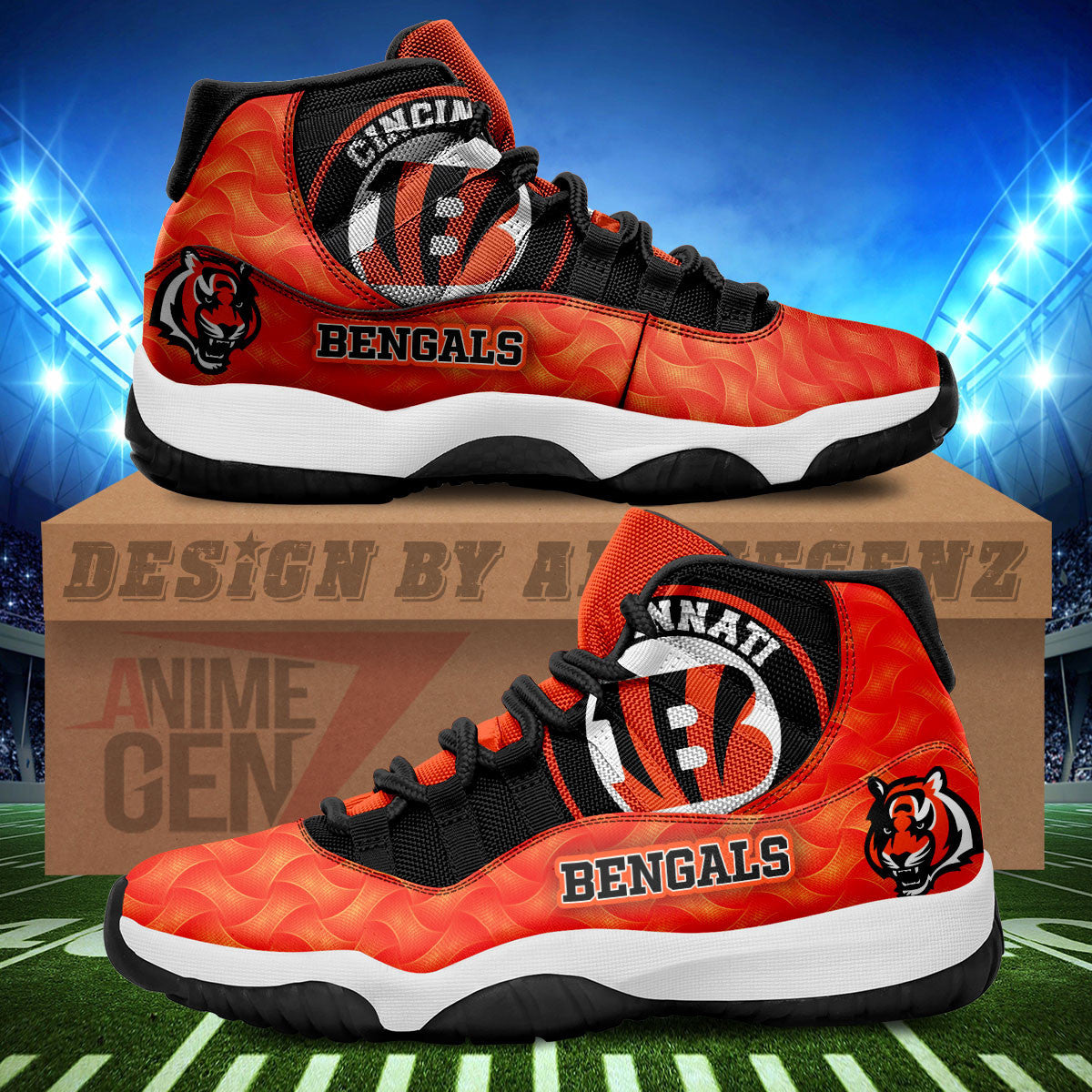 Cincinnati Bengals Air Jordan 11 Sneakers NFL Custom Sport Shoes