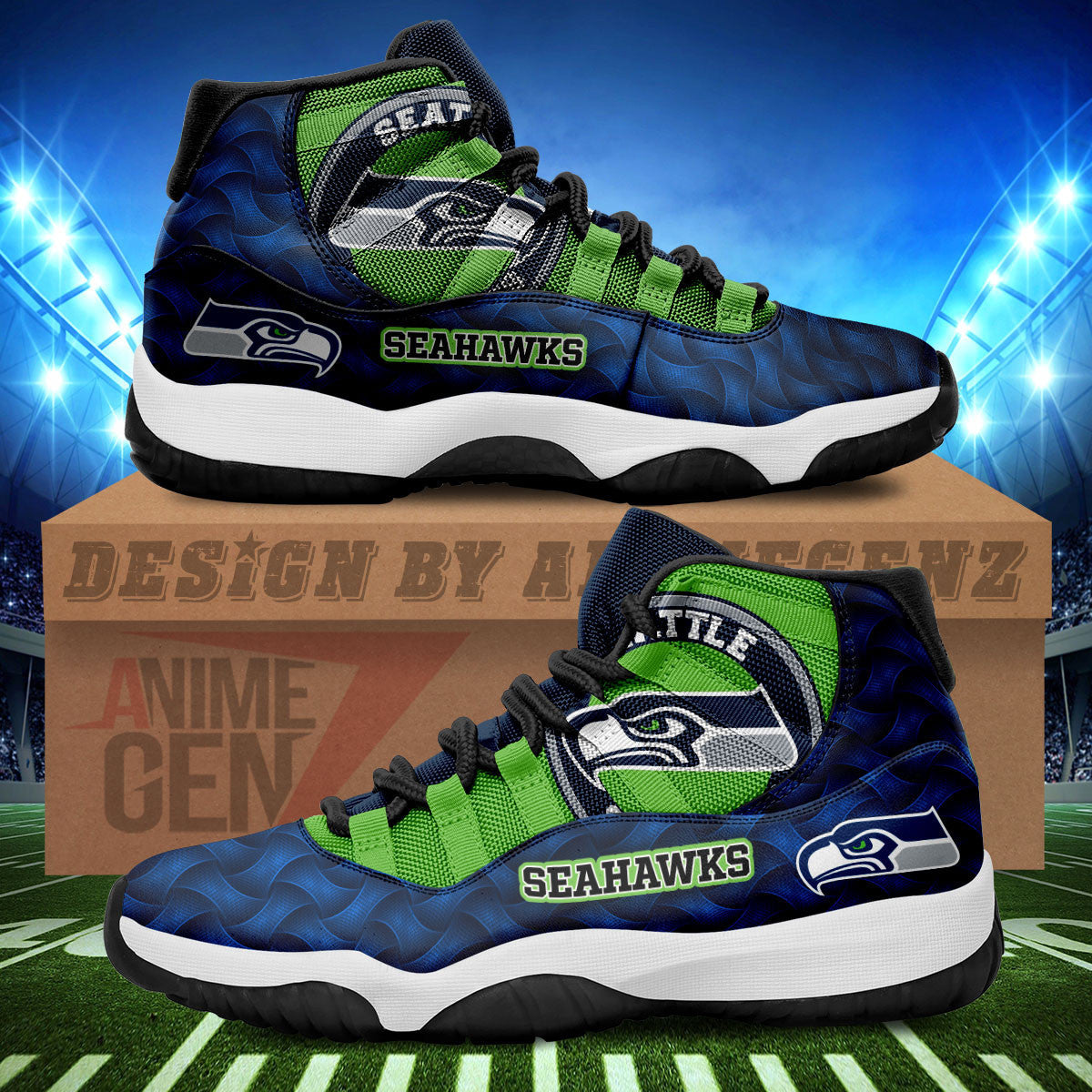 Seattle Seahawks Air Jordan 11 Sneakers NFL Custom Sport Shoes