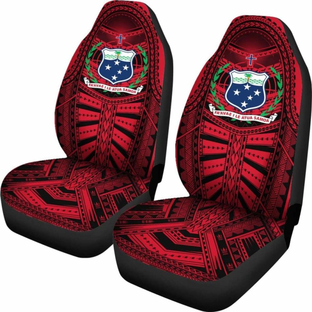 Samoa Car Seat Covers - Samoa Coat Of Arms Polynesian Multiple Red -
