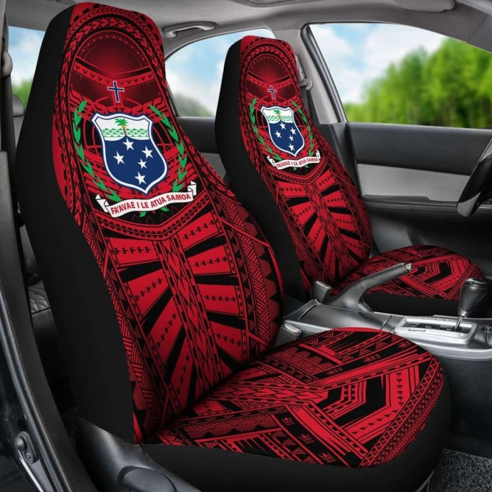 Samoa Car Seat Covers - Samoa Coat Of Arms Polynesian Multiple Red -