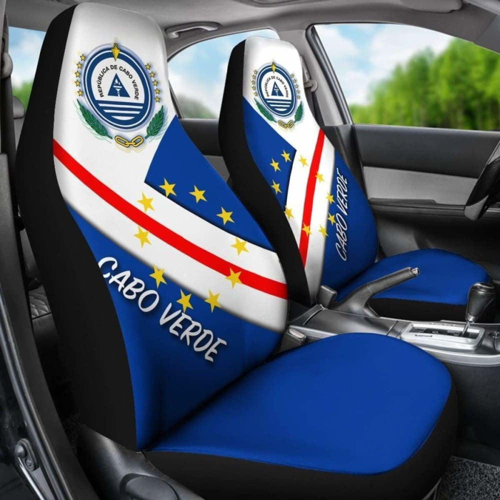 Cabo Verde Car Seat Cover - Cabo Verde Flag And Coat Of Arms -