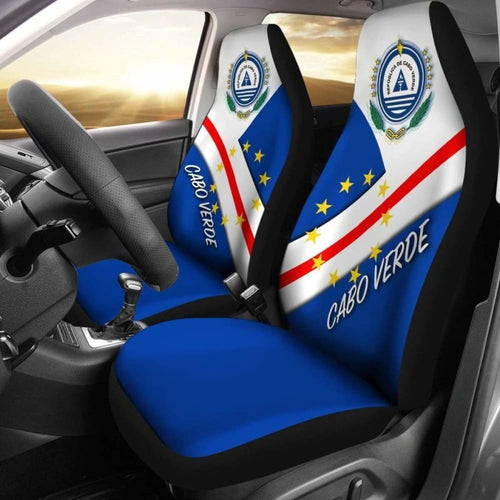 Cabo Verde Car Seat Cover - Cabo Verde Flag And Coat Of Arms -