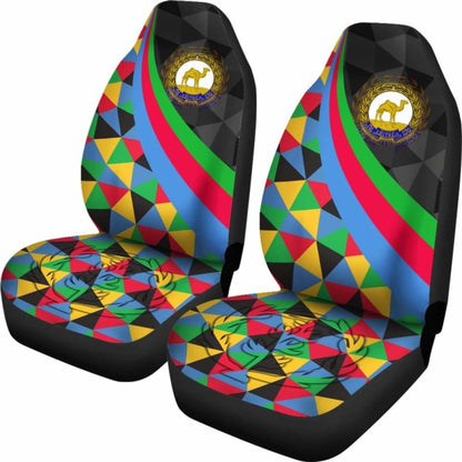 Eritrea Car Seat Covers  - Eritrea Coat Of Arms With Flag Color -