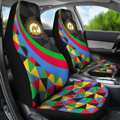 Eritrea Car Seat Covers  - Eritrea Coat Of Arms With Flag Color -