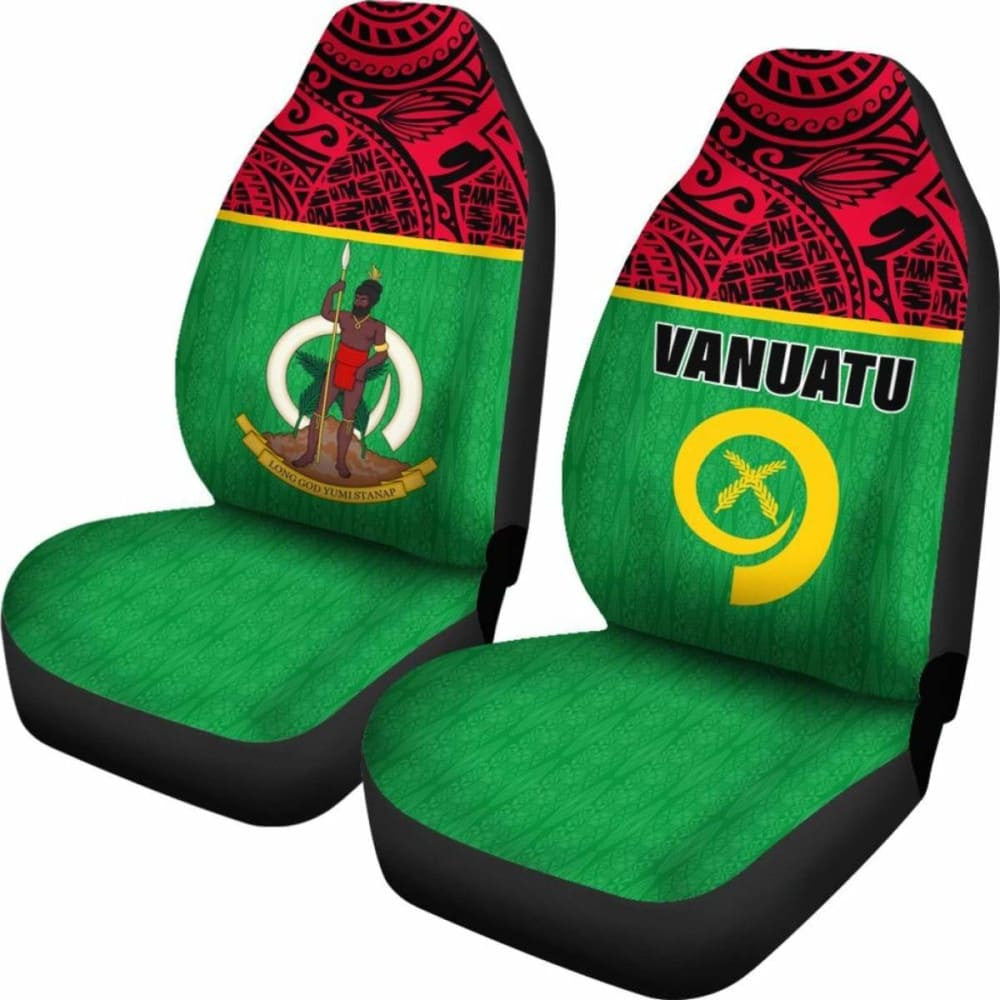 Vanuatu Car Seat Covers - Vanuatu Flag Coat Of Arms Melanesian Style -