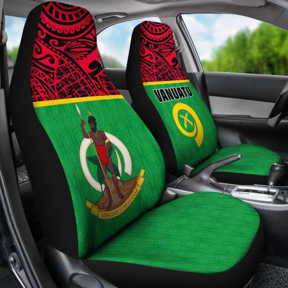 Vanuatu Car Seat Covers - Vanuatu Flag Coat Of Arms Melanesian Style -