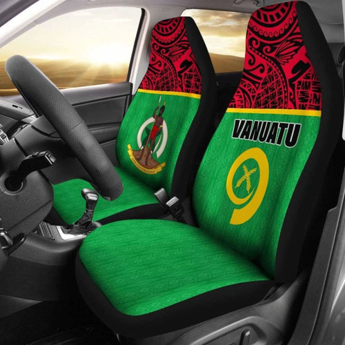 Vanuatu Car Seat Covers - Vanuatu Flag Coat Of Arms Melanesian Style -
