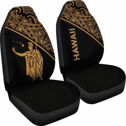 Polynesian Hawaii Kamehameha King Car Seat Covers Curve Gold