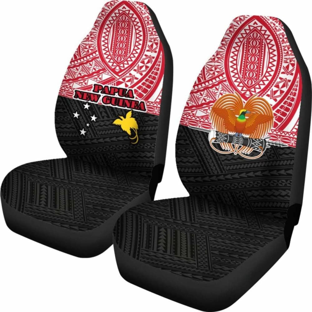 Papua New Guinea Car Seat Covers - Papua New Guinea Flag Coat Of Arms Polynesian Design -