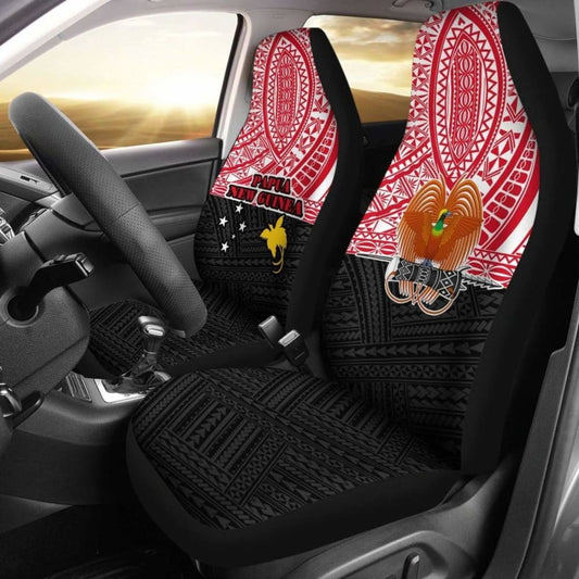 Papua New Guinea Car Seat Covers - Papua New Guinea Flag Coat Of Arms Polynesian Design -