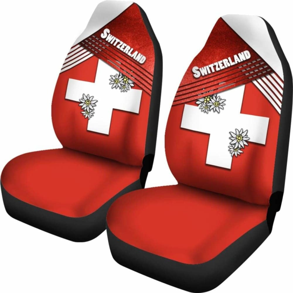 Switzerland Car Seat Covers - Coat Of Arms With Edelweiss -