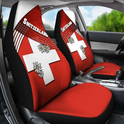Switzerland Car Seat Covers - Coat Of Arms With Edelweiss -