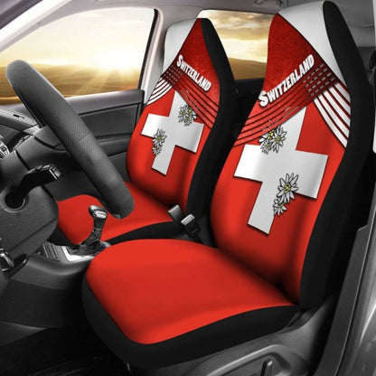 Switzerland Car Seat Covers - Coat Of Arms With Edelweiss -