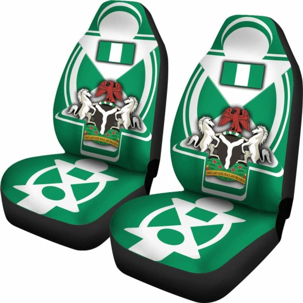 Nigeria \bCar Seat Covers - Nigerian Flag And Coat Of Arms - Boa Me Na Me Mmoa Wo -
