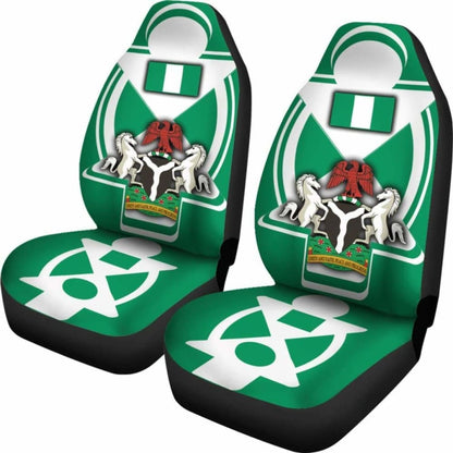 Nigeria \bCar Seat Covers - Nigerian Flag And Coat Of Arms - Boa Me Na Me Mmoa Wo -