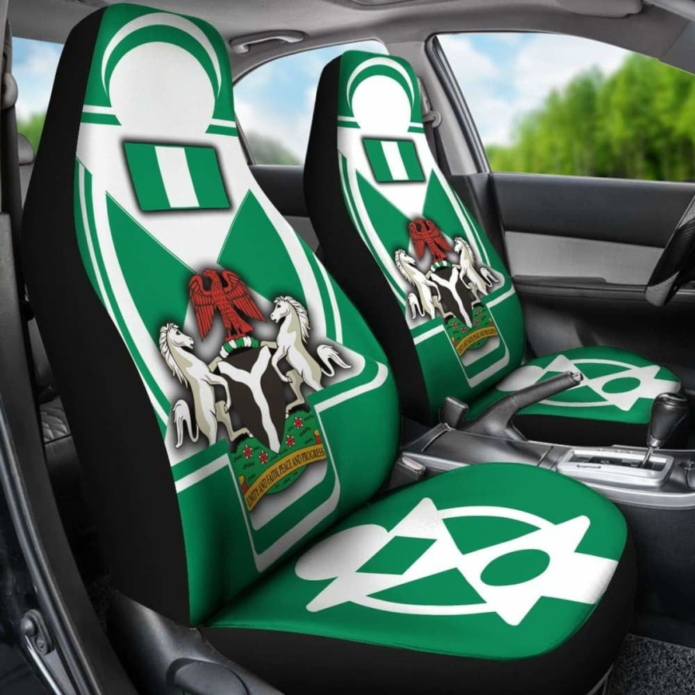 Nigeria \bCar Seat Covers - Nigerian Flag And Coat Of Arms - Boa Me Na Me Mmoa Wo -