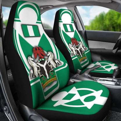 Nigeria \bCar Seat Covers - Nigerian Flag And Coat Of Arms - Boa Me Na Me Mmoa Wo -