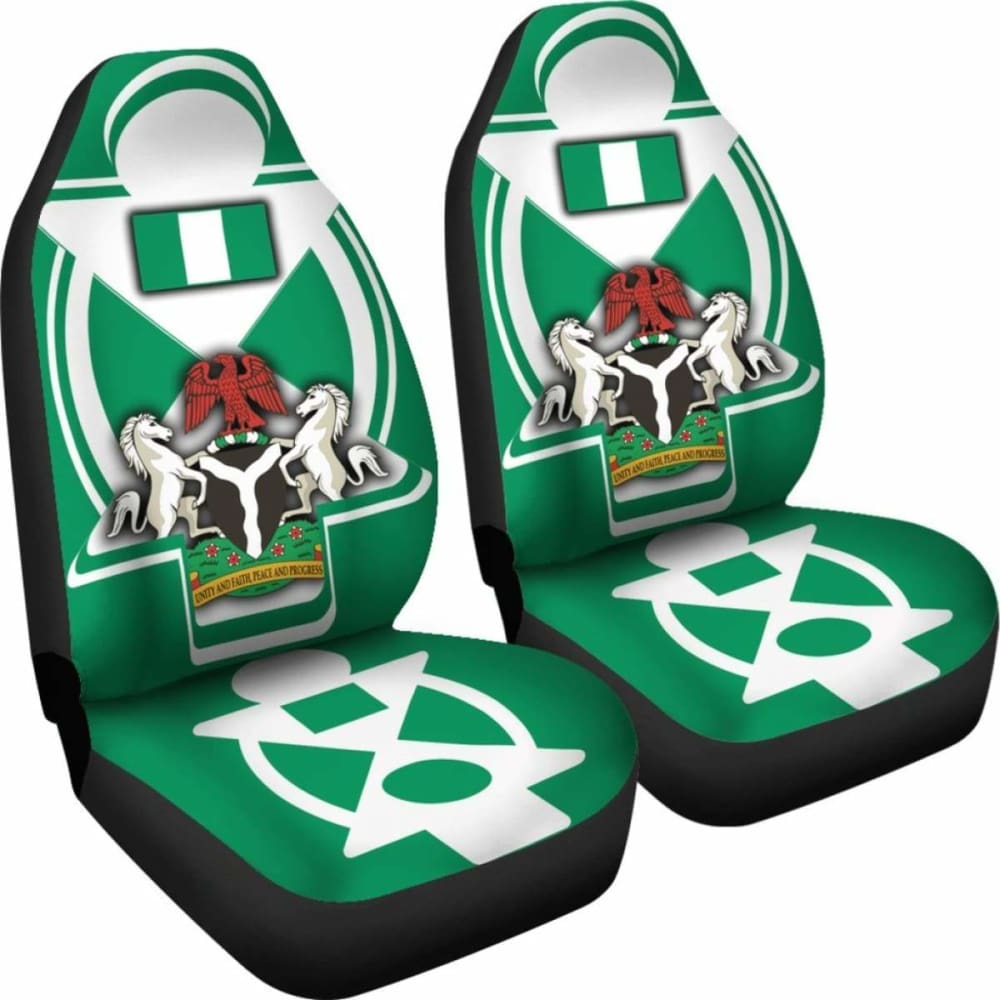 Nigeria \bCar Seat Covers - Nigerian Flag And Coat Of Arms - Boa Me Na Me Mmoa Wo -