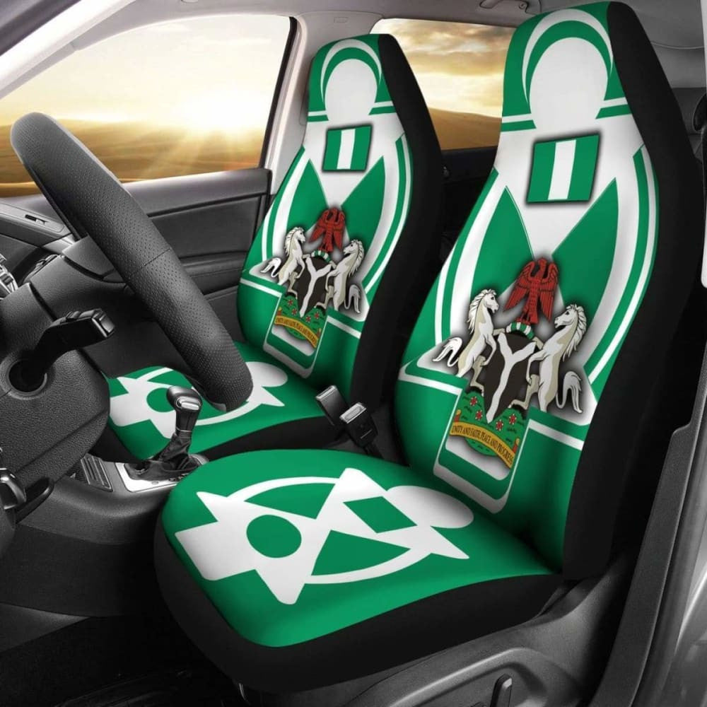 Nigeria \bCar Seat Covers - Nigerian Flag And Coat Of Arms - Boa Me Na Me Mmoa Wo -