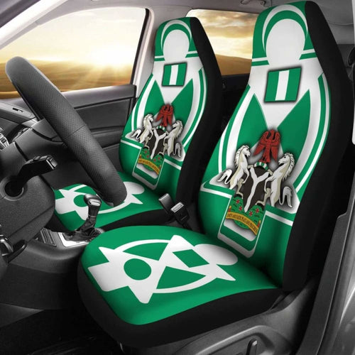 Nigeria \bCar Seat Covers - Nigerian Flag And Coat Of Arms - Boa Me Na Me Mmoa Wo -