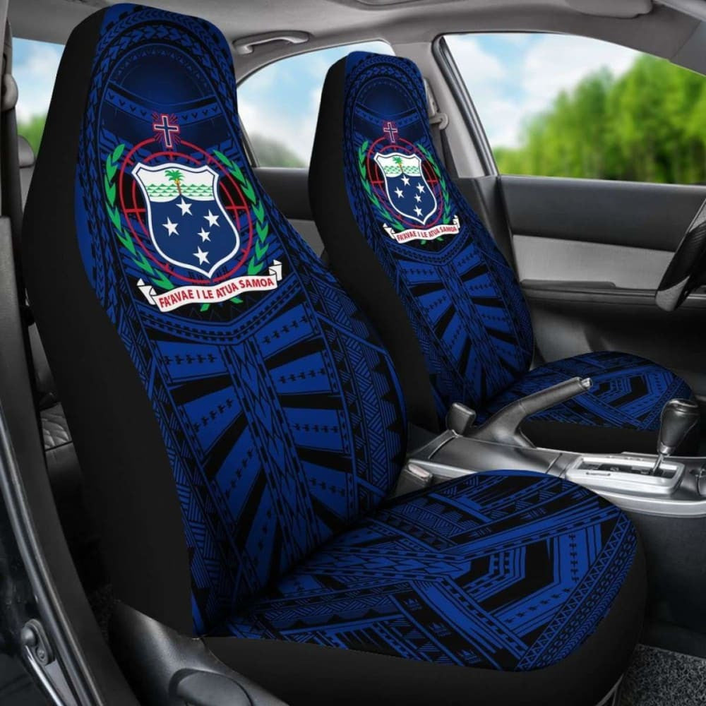 Samoa Car Seat Covers - Samoa Coat Of Arms Polynesian Multiple Blue -