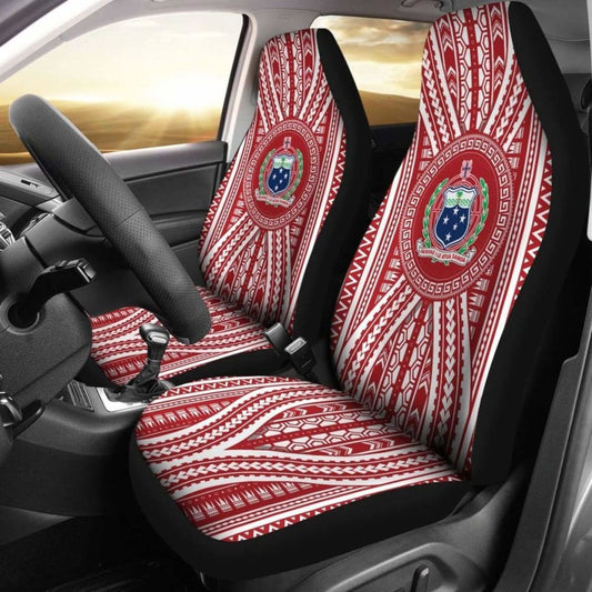 Samoa Car Seat Covers - Samoa Coat Of Arms Red Version -