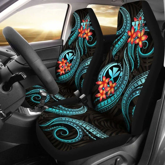Polynesian Hawaii Car Seat Covers Turquoise Plumeria