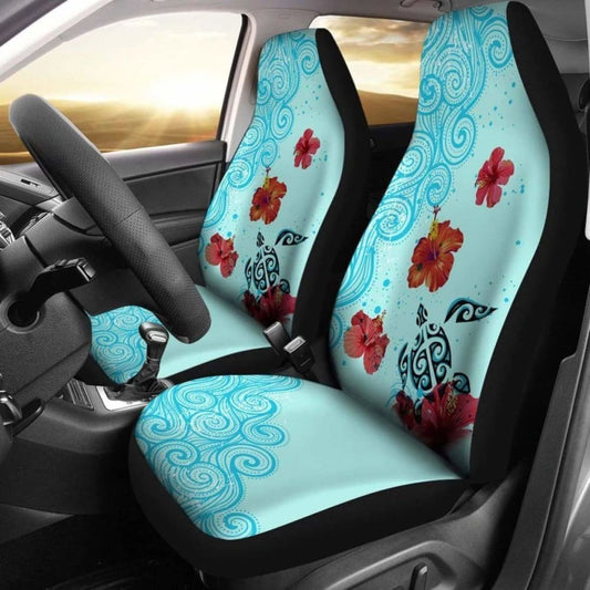 Turtle And Hibiscus Car Seat Covers  -
