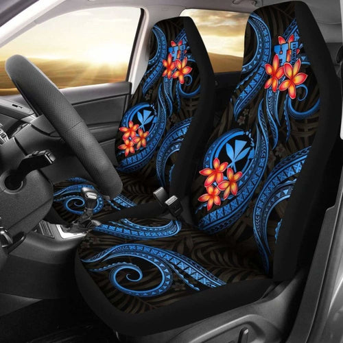 Polynesian Hawaii Car Seat Covers Blue Plumeria