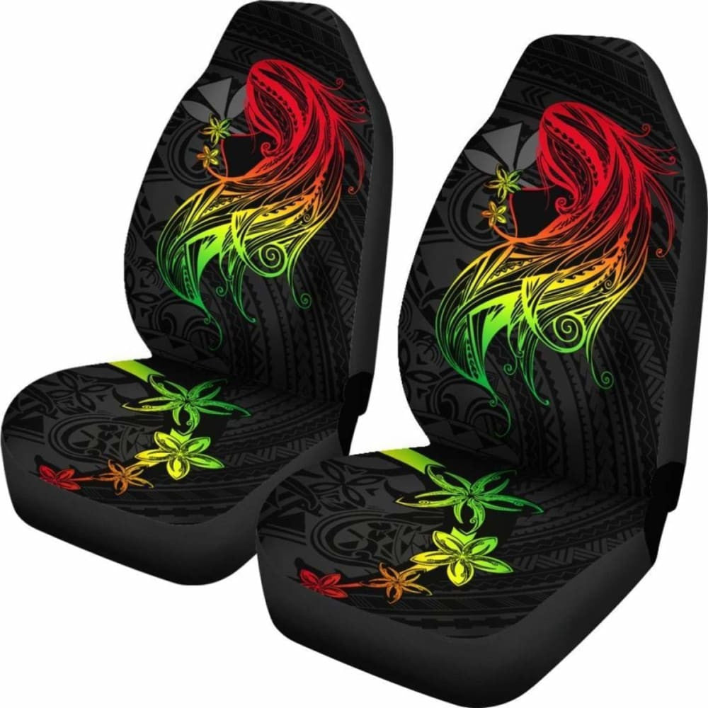 Polynesian Hawaii Car Seat Covers - Kanaka Maoli Girl Hair Plumeria -