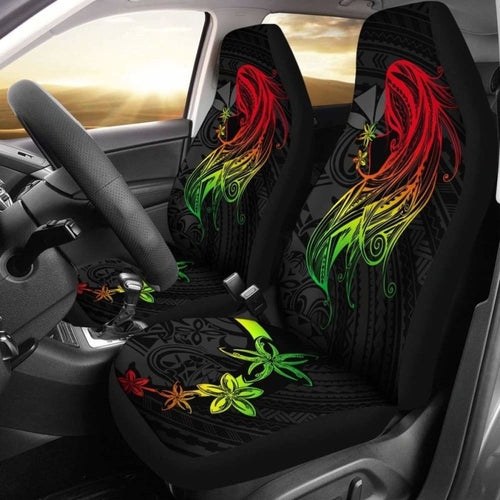 Polynesian Hawaii Car Seat Covers - Kanaka Maoli Girl Hair Plumeria -