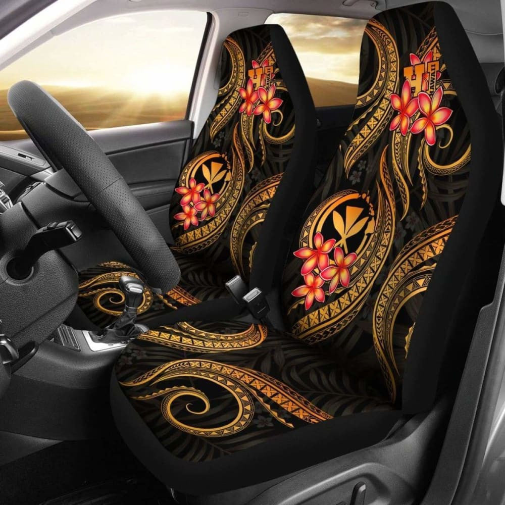 Polynesian Hawaii Car Seat Covers - Gold Plumeria -