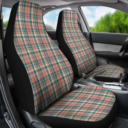 Peach Plaid Car Seat Covers