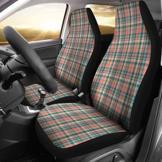 Peach Plaid Car Seat Covers