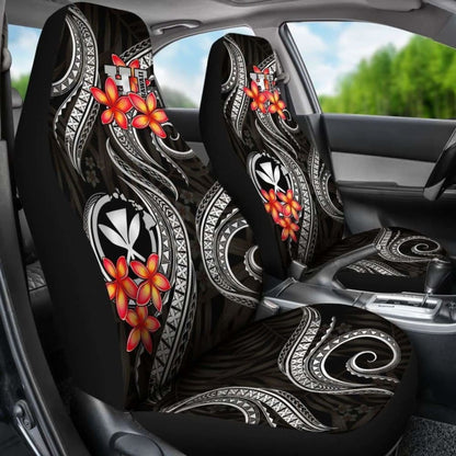 Polynesian Hawaii Car Seat Covers - Black Plumeria -