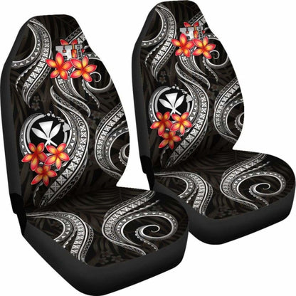 Polynesian Hawaii Car Seat Covers - Black Plumeria -