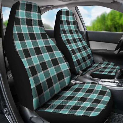 Turquoise And Black Plaid Check Car Seat Covers