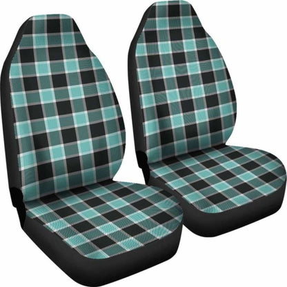 Turquoise And Black Plaid Check Car Seat Covers