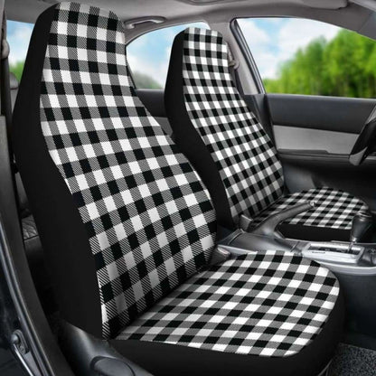 Black White Buffalo Plaid Car Seat Covers