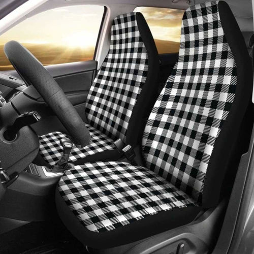 Black White Buffalo Plaid Car Seat Covers