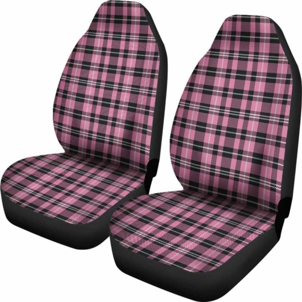 Rose Pink And Black Plaid Car Seat Covers
