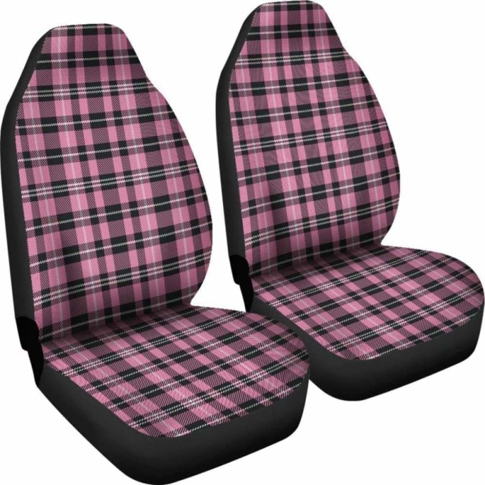 Rose Pink And Black Plaid Car Seat Covers